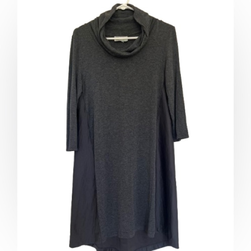 Saturday Sunday Anthropologie Grey Black Cowl Neck Midi Dress Long Sleeve Size S